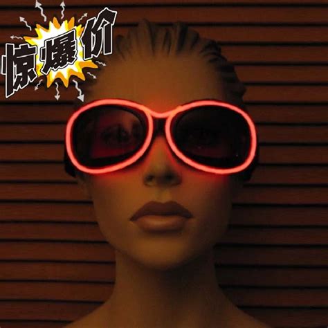 Red Color Led Light El Wire Glasses Growing Luminous Halloween Party Sunglasses Eyewear For