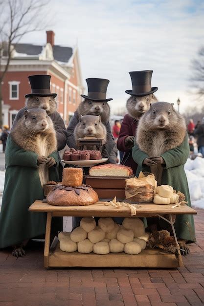 Premium AI Image | a Groundhog Day morning scene in a town square