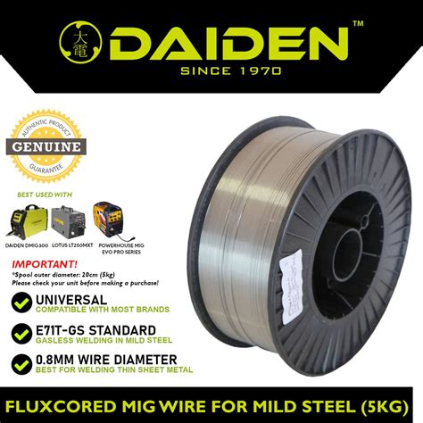 ORIGINAL DAIDEN Gasless Fluxcored MIG Wire Mild Steel 5KG 0 8mm For