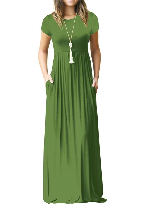 Mengpipi Womens Maxi Dresses Short Sleeve Long Casual Dresses Loose