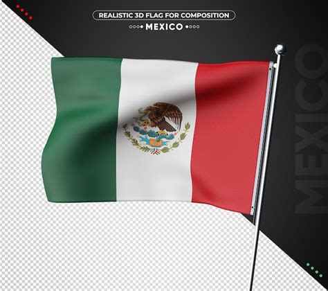 Bandeira do méxico 3d textura realista PSD Premium