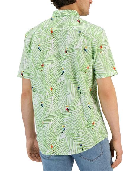 Club Room Mens Bird Palm Classic Fit Tropical Print Button Down Poplin