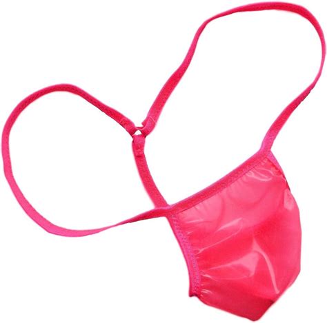 Buy Mens LATEX RUBBER Thong MICRO G String Thong ELECRIC HOT PINK Sexy Y Back Online At Lowest