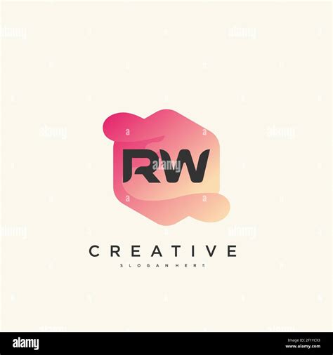 RW Initial Letter Logo Icon Design Template Elements With Wave Colorful