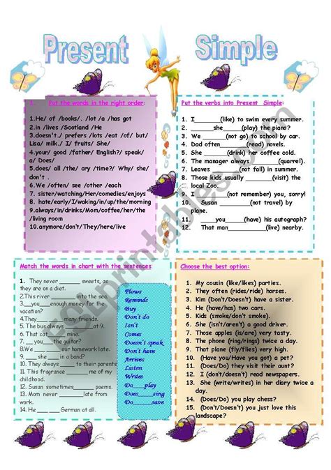 Present Simple Esl Worksheet By Georgya