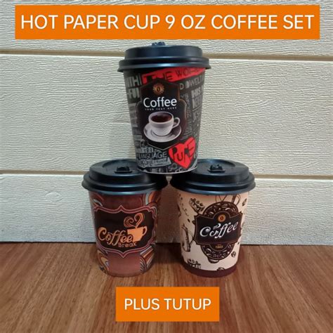 Jual Hot Paper Cup Isi Oz Ml Coffee Set Plus Tutup Isi Pcs Shopee Indonesia