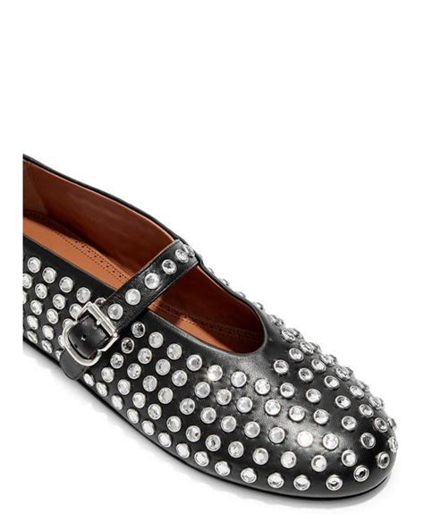 Ala A Ala A Crystal Embellished Leather Ballet Flats In Black Lyst