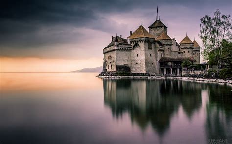 Fonds d ecran 1920x1200 Suisse Château fort Lac Chillon Castle Nature