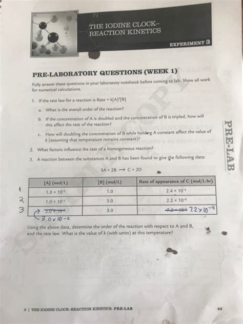 Solved The Iodine Clock Reaction Kinetics Experiment Chegg