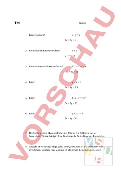 Arbeitsblatt Lineare Gleichungssysteme Mathematik Gleichungen