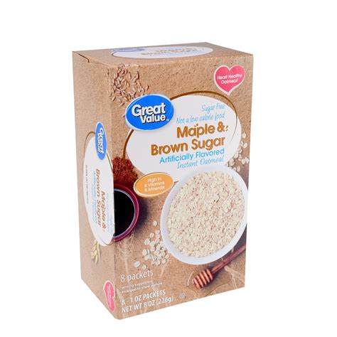 Great Value Instant Oatmeal Maple And Brown Sugar 8 Oz 8 Count