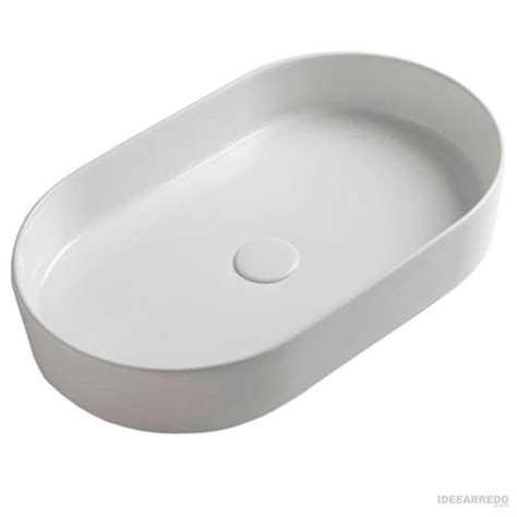 Lavabo Ovalado De Sobreponer Cm De Cer Mica Blanca Smash Olympia