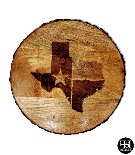 Rustic Texas Flag Texas Silhouette Live Edge Lazy Susan Fhs Designs