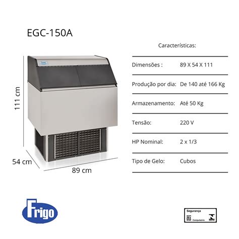 Máquina de Gelo em Cubo de Inox Automatic EGC 150A Everest