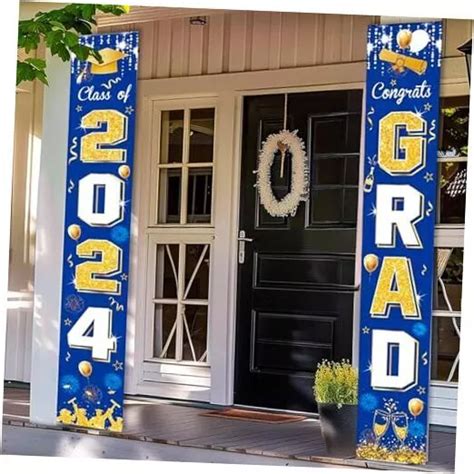 Class Of 2024 Graduation Decorations And Gold Congrats Grad Porch Banner Blue £13 84 Picclick Uk