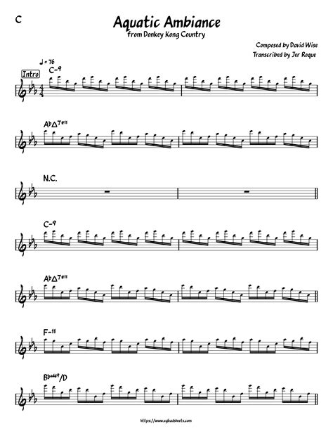 Donkey Kong Country Aquatic Ambiance Lead Sheets