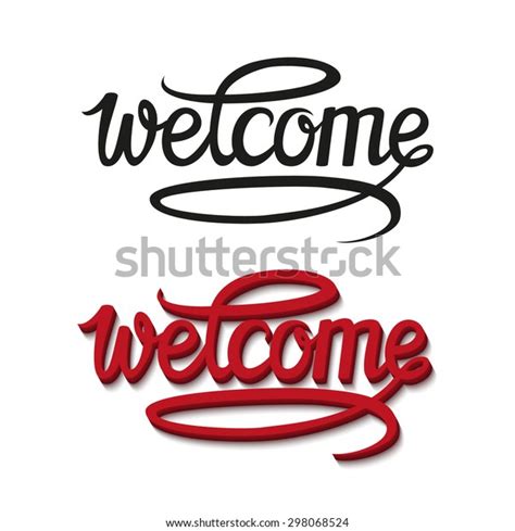 Welcome Hand Drawn Lettering Designcalligraphic Inscriptionvector Stock