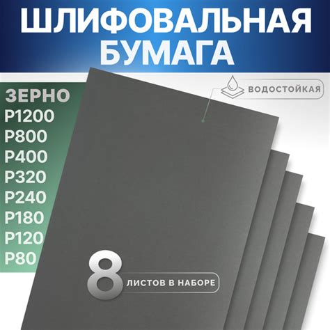 Наждачная бумага набор 8 листов, водостойкая, 230х140мм купить на OZON ...