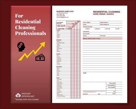 Residential Cleaning Work Order Invoice Cleaning Service Etsy