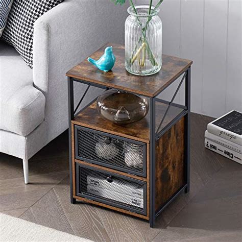 VECELO Modern Night Stand End Side Table With Storage Space And Door