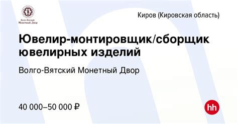 Вакансия Ювелир-монтировщик/сборщик ювелирных изделий в Кирове ...