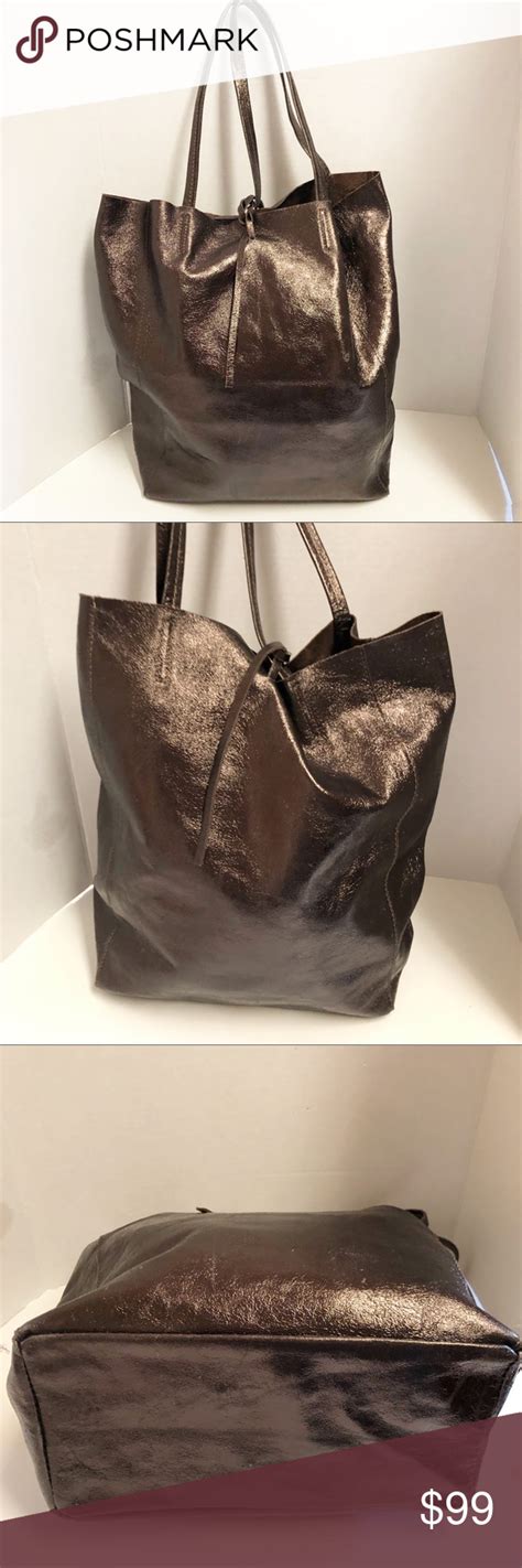 Borse In Pelle Metallic Chocolate Leather Tote Gorgeous Boris And Kelli