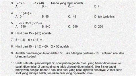 Kumpulan Soal Bilangan Cacah Usbn