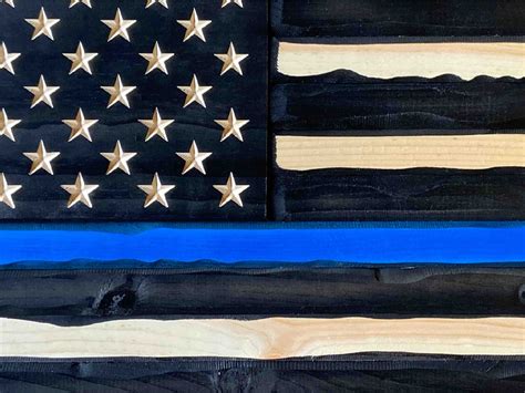 Framed Thin Blue Line Flag Rustic Law Enforcement Flag Flags Of