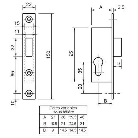 Serrure Monopoint Encastrer Metalux S Rie Argent Sans Mm