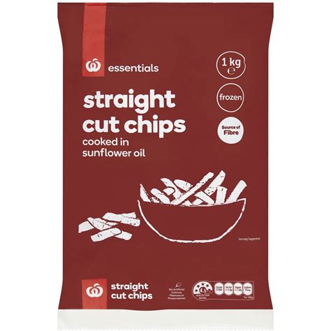 Essentials Frozen Straight Cut Potato Chips 1kg Woolworths