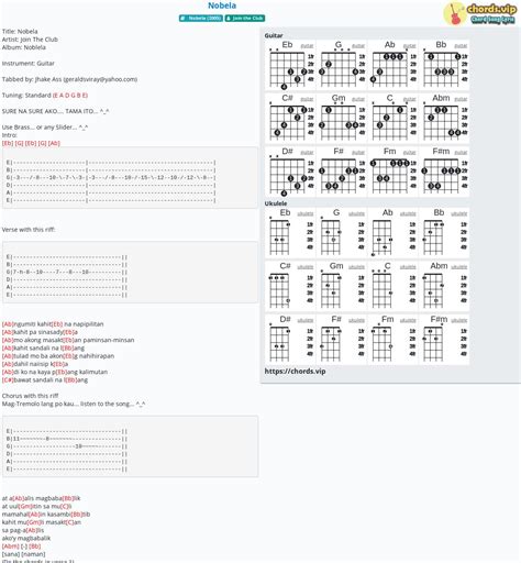 Chord: Nobela - tab, song lyric, sheet, guitar, ukulele | chords.vip