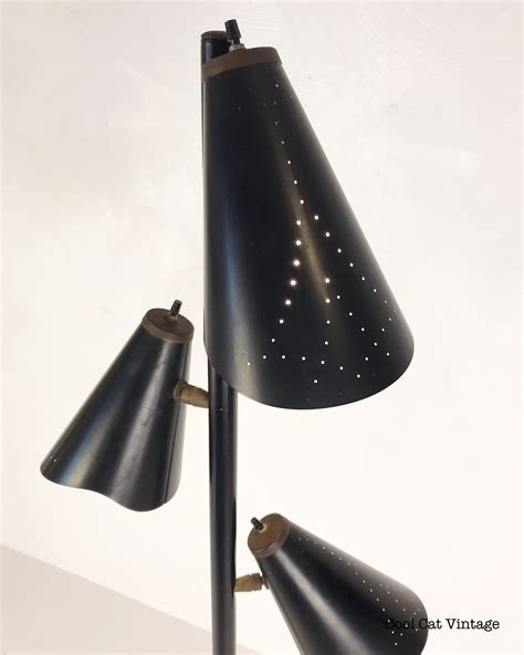 Black Metal Mid Century Floor Lamp With 3 Individual Lights Circa