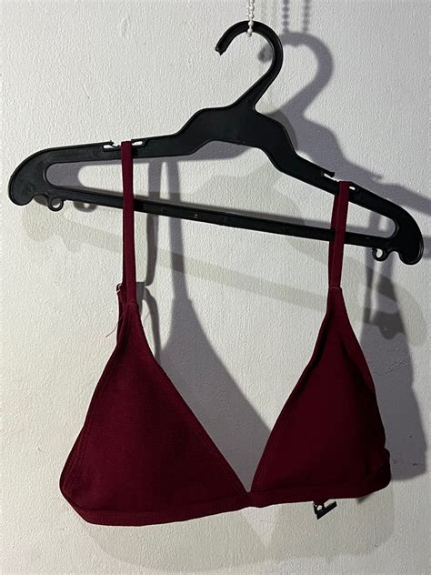 Maroon Two Piece Triangle Bikini High Waist Swimsuit Women S Fashion Swimwear Bikinis