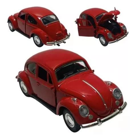 Carrinho De Ferro Fusca Cl Ssico Miniatura Cole O Fric O Cor Vermelho