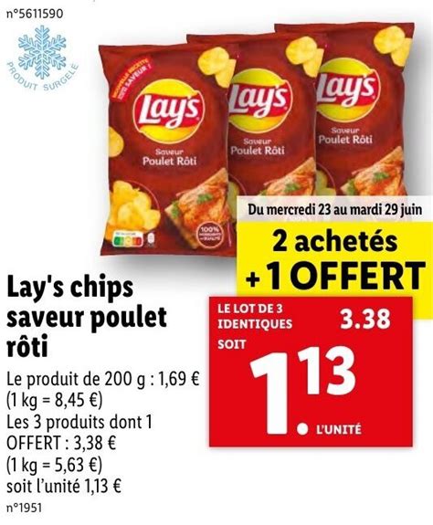 Promo Lay s chips saveur poulet rôti chez Lidl