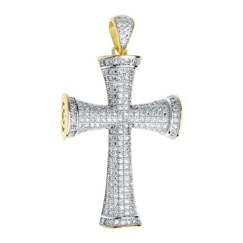 Premium Bling 925 Sterling Silber Kreuz Anhänger gold Anhänger