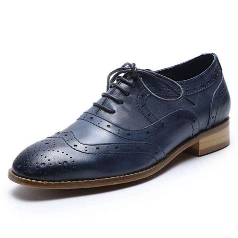 Mona Flying Leather Perforated Lace Up Oxfords