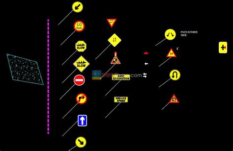 Traffic Diversion Detour Sign Board Dwg Drawing