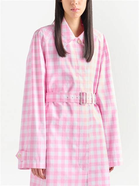 Prada Single Breasted Gingham Check Coat Farfetch