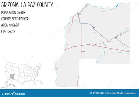 Map of La Paz County in Arizona, USA. Stock Vector - Illustration of ...