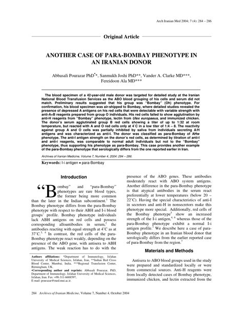 (PDF) Another case of Para-Bombay phenotype in an Iranian donor