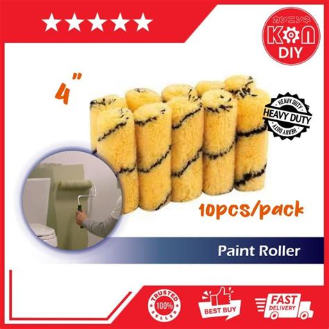 KNN DIY 4 Heavy Duty Paint Roller Refill Solvent Base 10pcs Box