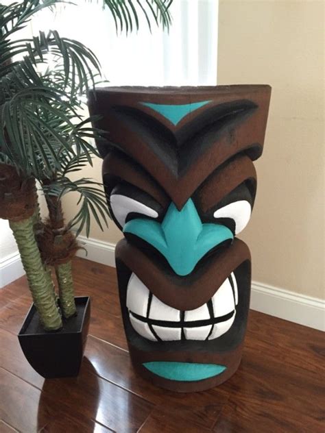 This Is A Tiki Statue Hand Carved Painted From Real Palm Tree 3 Foot