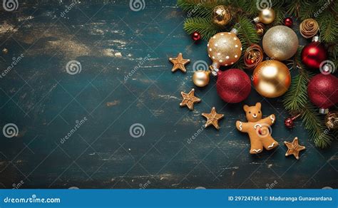 Christmas Holidays Ornament Flat Lay Festive Card Background For