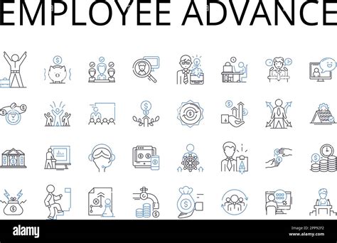 Employee Advance Line Icons Collection Staff Growth Worker