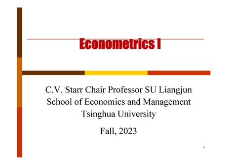 Chap1 2023 Lecture Note 1 Of Class 1 Econometrics I C Starr Chair