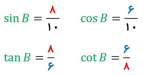 نسبت های مثلثاتی سینوس ، کسینوس ، تانژانت و کتانژانت درس در خانه