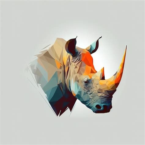 Premium Photo Rhino Head Illustrations Digital Art In High