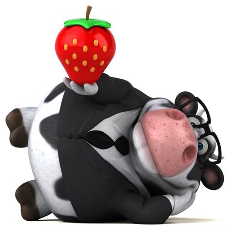 Premium Photo Fun Cow With Strawberry