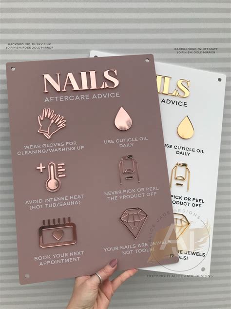 Nail Aftercare Advice Acrylic A3 3d Perspex Wall Sign Beauty Sign